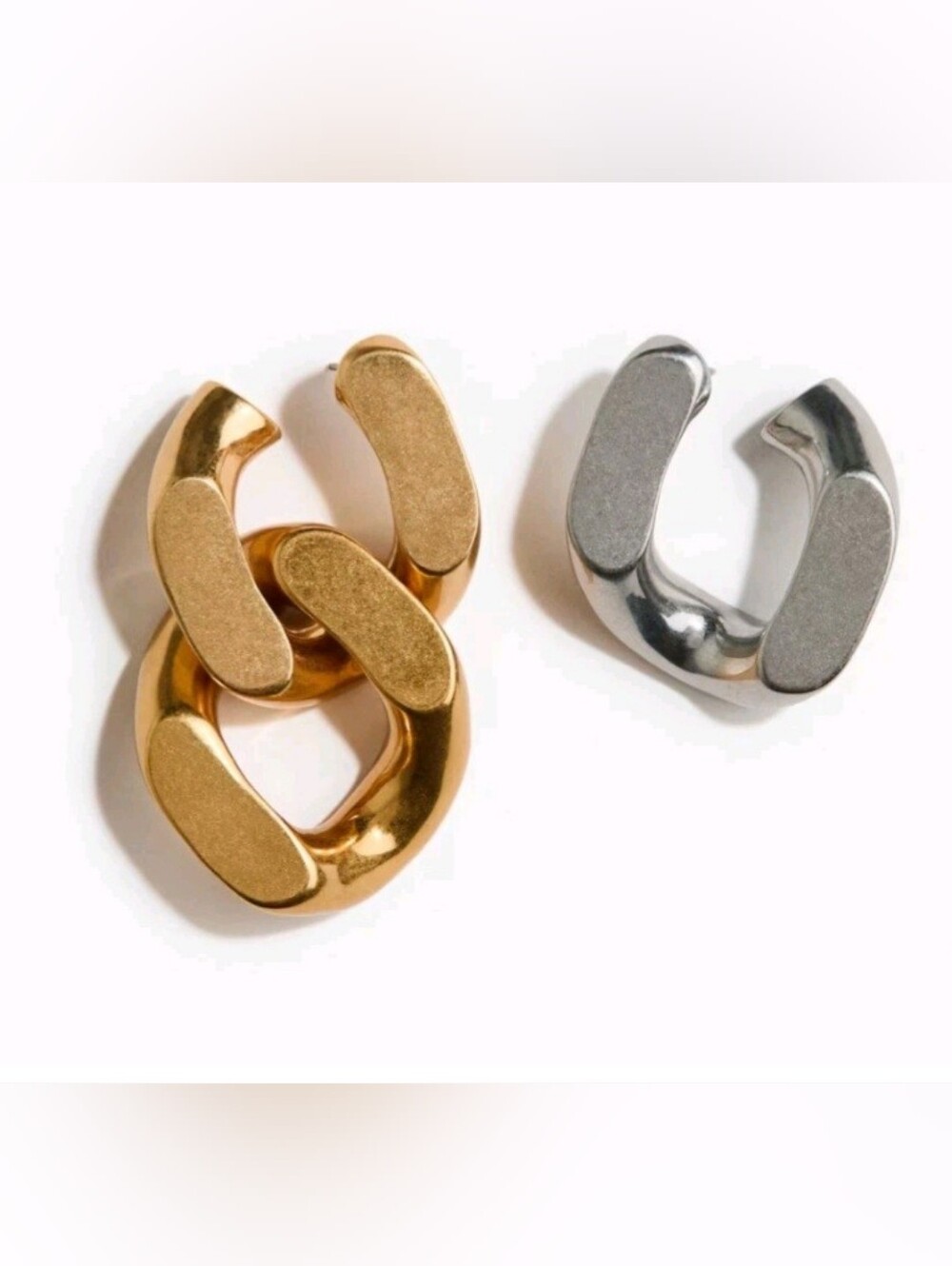 Stella McCartney x H&M Two-Tone Metal Chunky Hoop Earrings - Gold & Silver Brass